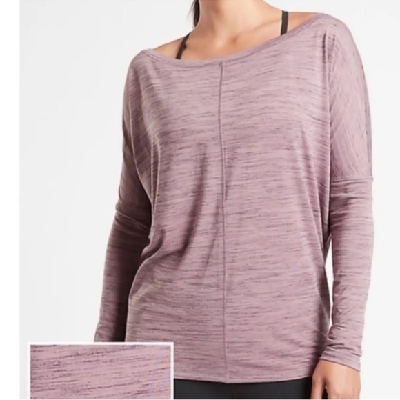ATHLETA Essence Flow Printed Mauve/Cabernet Top Size Small - Picture 2 of 7